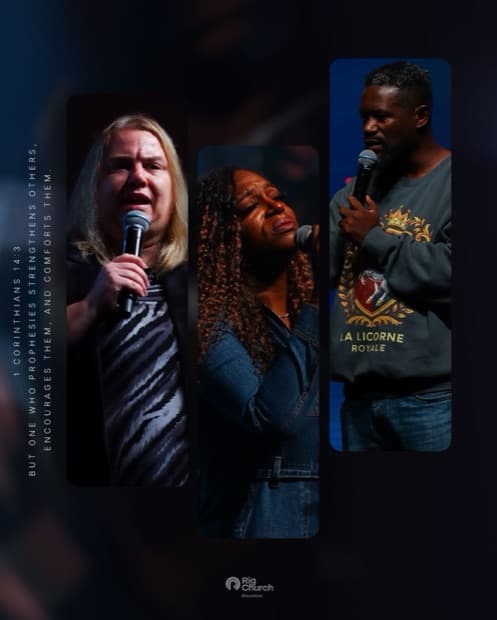 A scripture graphic pairing three portraits with a verse set vertically